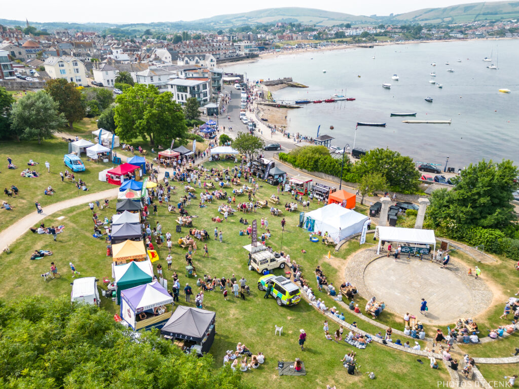 Aerial of Swanage fish festival 2023