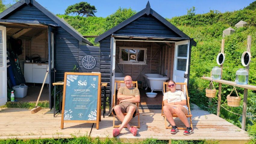 Dan Scott and assistant Abbie at Studland's new Sae Seaweed Spa