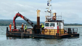 The recovery barge had to use a crane lift to recover the grave slabs